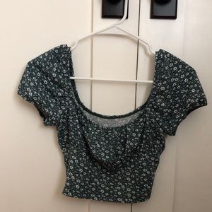 Teal Flower Crop Top
